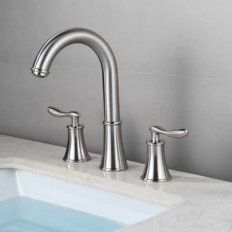 Robinet pentru lavoar – din cupru, rotativ, cu 3 găuri, tip separat, cu două mâneri, amestecător, 0-90C