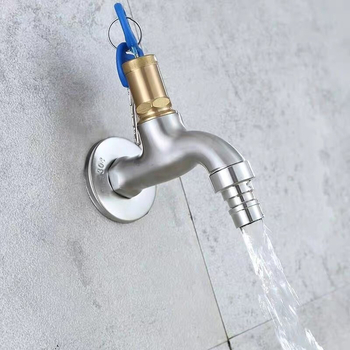 Robinet de bucătărie montat pe perete, din oțel inoxidabil cu finisaj periat, miez din cupru, model LL-30067