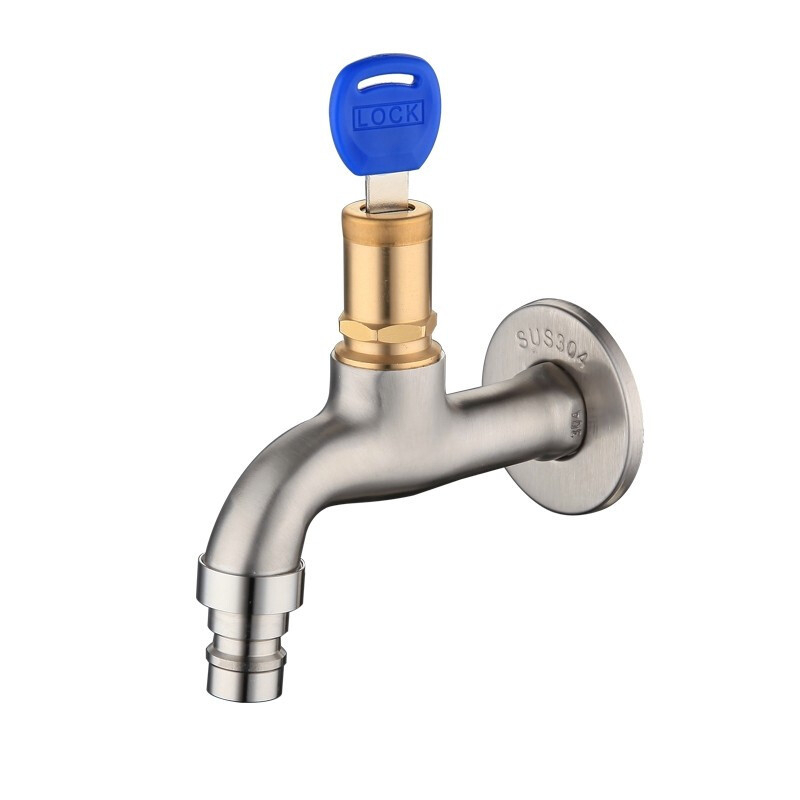 Robinet de bucătărie montat pe perete, din oțel inoxidabil cu finisaj periat, miez din cupru, model LL-30067