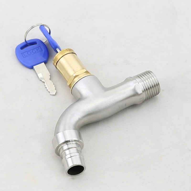 Robinet de bucătărie montat pe perete, din oțel inoxidabil cu finisaj periat, miez din cupru, model LL-30067