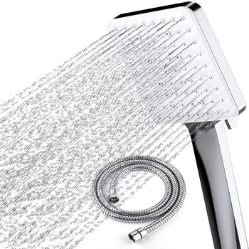 Duș de mână pătrat cu 6 funcții, ABS, conexiune filet, electroplacare