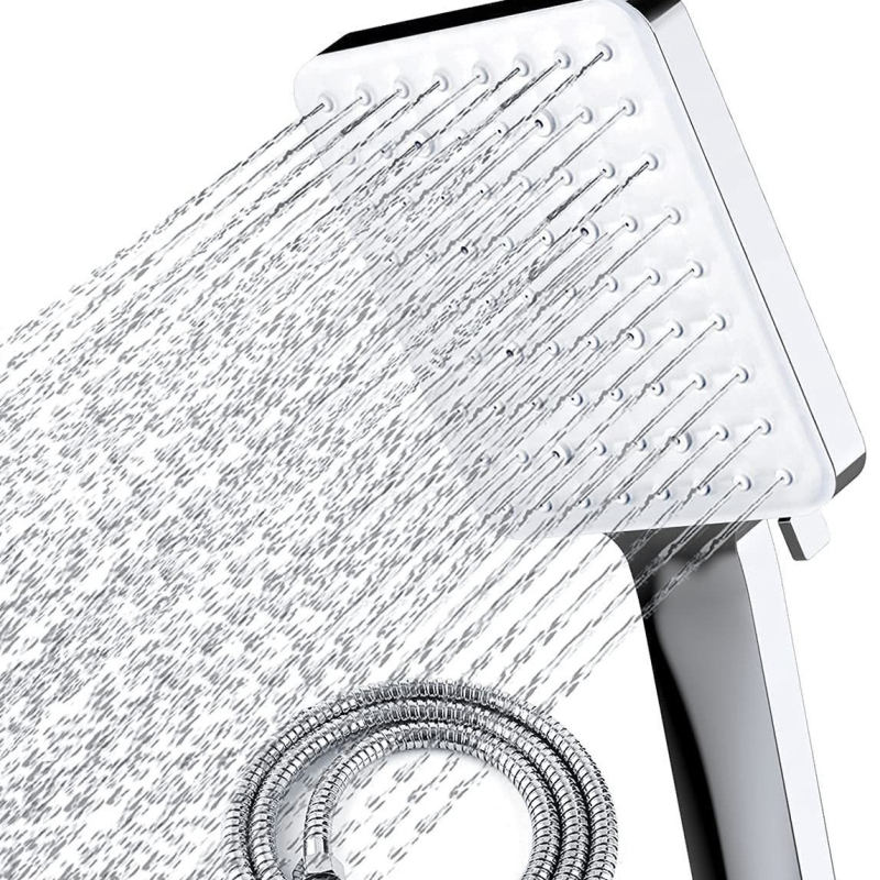 Duș de mână pătrat cu 6 funcții, ABS, conexiune filet, electroplacare