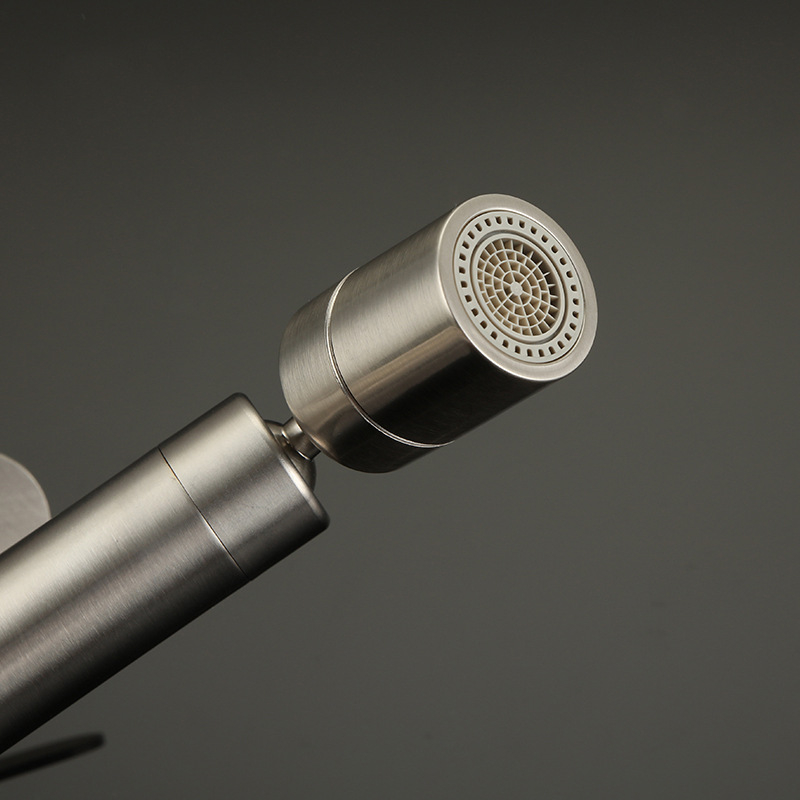 Baterie de chiuvetă pentru baie, din oțel inoxidabil SUS304, rotativă, cu apă caldă și rece, cartuș ceramic, tip ridicare, construcție cu articulație unică