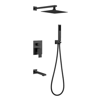 Set de duș încastrat în perete, cu cap de duș pătrat tip ploaie, din cupru, rotativ, control dual cald/rece