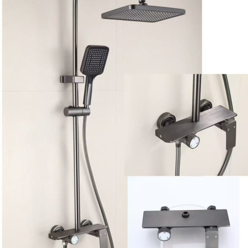 Tuš slavina s digitalnim zaslonom, tijelo od space aluminija, funkcije: raspršivanje, kiša, automatsko punjenje, novi kineski stil, marka Oerus.