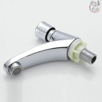 Кран за умивалник от цинкова сплав, бутонен клапан за забавяне и автоматично затваряне, само студена вода, керамичен диск, електроплатиране