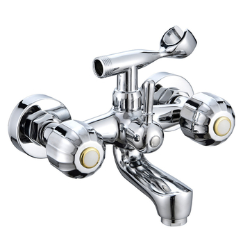 Sakriveni zidni tuš miješalica s dvostrukim upravljanjem, vruća i hladna voda, dvostruki izlazi i dvostruke ručke, tijelo od cinkovog legura, bakreno jezgro ventila, elektroplatirani završni sloj
