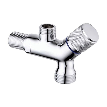 Меден интегриран ъглов клапан с двойно изходно устройство, 1 вход и 2 изхода; керамичен дисков вентил; монтаж чрез завъртане