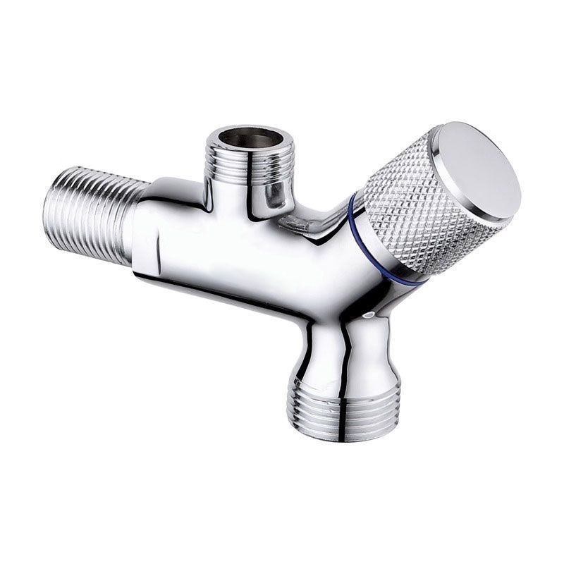 Меден интегриран ъглов клапан с двойно изходно устройство, 1 вход и 2 изхода; керамичен дисков вентил; монтаж чрез завъртане