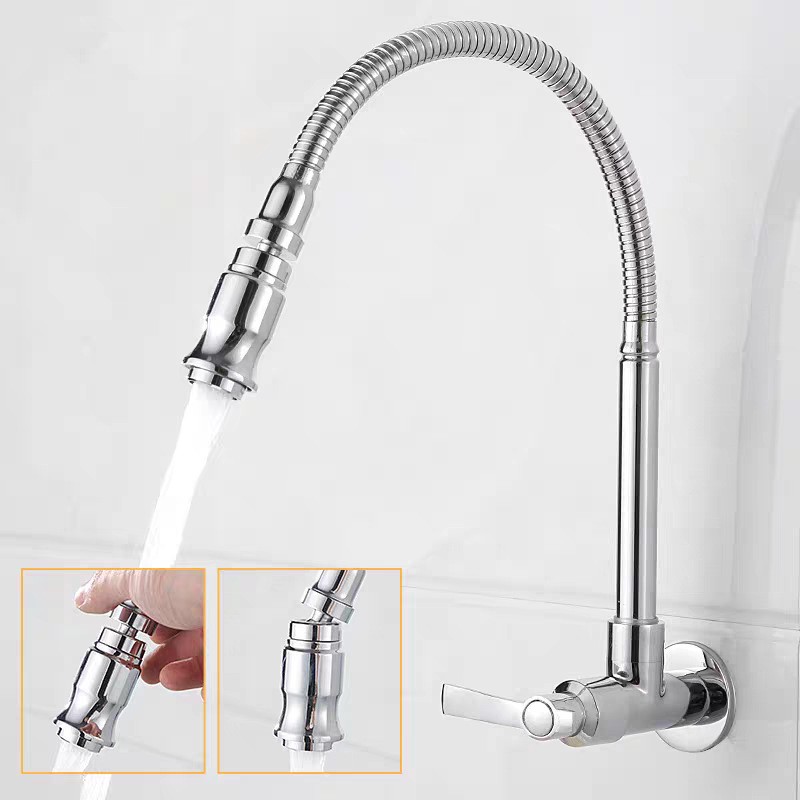 Réz konyhai falra szerelhető csaptelep, kerámiás szeleppel, 14 mm bemenet/kimenet, működési hőmérséklet 0–90 °C