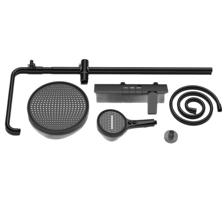 Медна душ-система за баня, функции дъжд и струя, повърхностен монтаж, дъждовен душ, хромирано покритие