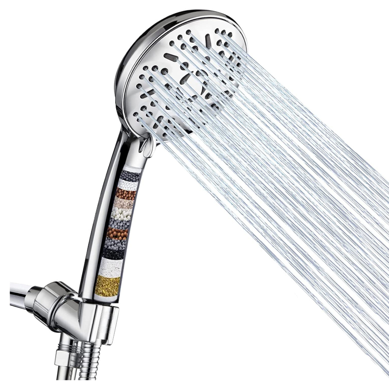 Tuš set s 9-funkcijskim filtra spreja, ABS materijal, krom završna obrada, moderan stil, radna temperatura 1–90°C, nominalni tlak 10 kg