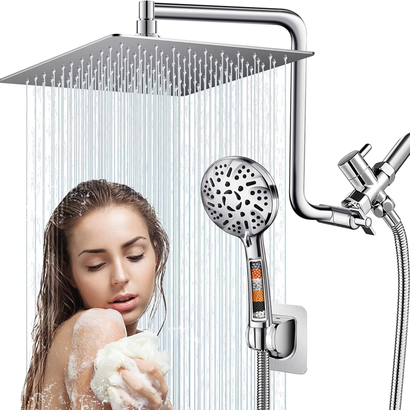 Tuš set s 9-funkcijskim filtra spreja, ABS materijal, krom završna obrada, moderan stil, radna temperatura 1–90°C, nominalni tlak 10 kg
