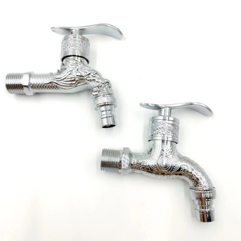 Falra szerelt mosógép csaptele, réz anyagú, elektroplatált felülettel, modell Y-304, szelepülés átmérője 15 mm