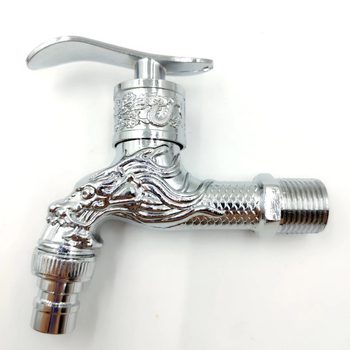 Falra szerelt mosógép csaptele, réz anyagú, elektroplatált felülettel, modell Y-304, szelepülés átmérője 15 mm