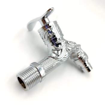 Falra szerelt mosógép csaptele, réz anyagú, elektroplatált felülettel, modell Y-304, szelepülés átmérője 15 mm