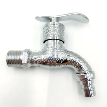 Falra szerelt mosógép csaptele, réz anyagú, elektroplatált felülettel, modell Y-304, szelepülés átmérője 15 mm