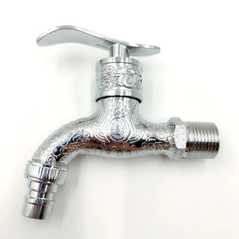 Falra szerelt mosógép csaptele, réz anyagú, elektroplatált felülettel, modell Y-304, szelepülés átmérője 15 mm