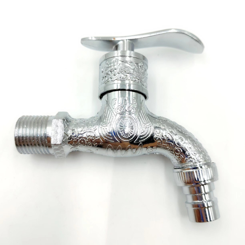 Falra szerelt mosógép csaptele, réz anyagú, elektroplatált felülettel, modell Y-304, szelepülés átmérője 15 mm