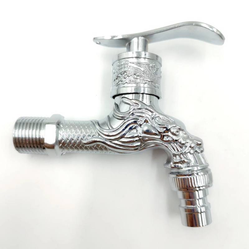 Falra szerelt mosógép csaptele, réz anyagú, elektroplatált felülettel, modell Y-304, szelepülés átmérője 15 mm