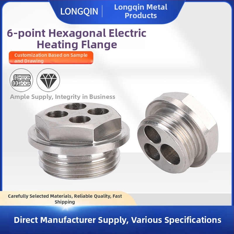 Flanșă electrică hexagonală pentru încălzire, oțel inoxidabil, tip unghiular, conectare prin șuruburi, brand Long Qin