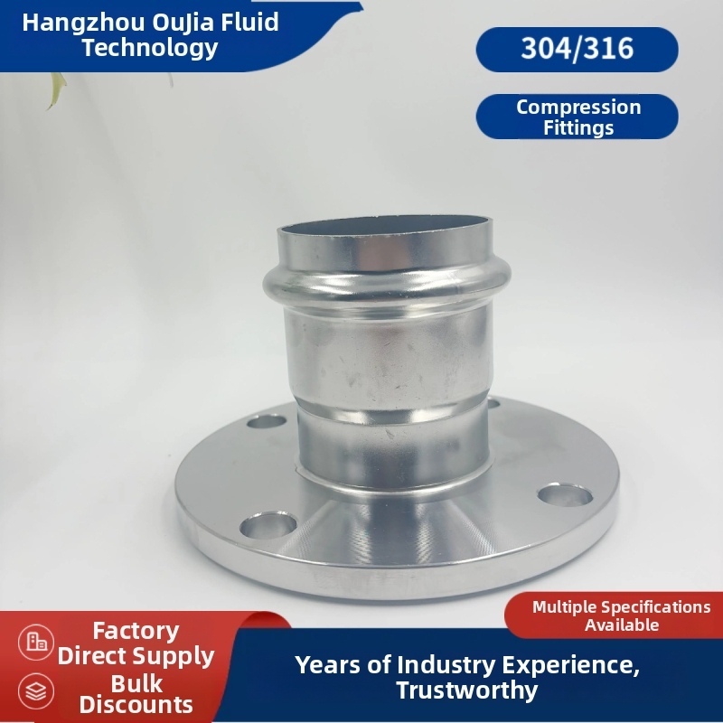 Nerezová oceľ horizontálna príruba, model 12F, Ø16 mm, pripojenie s objímkou