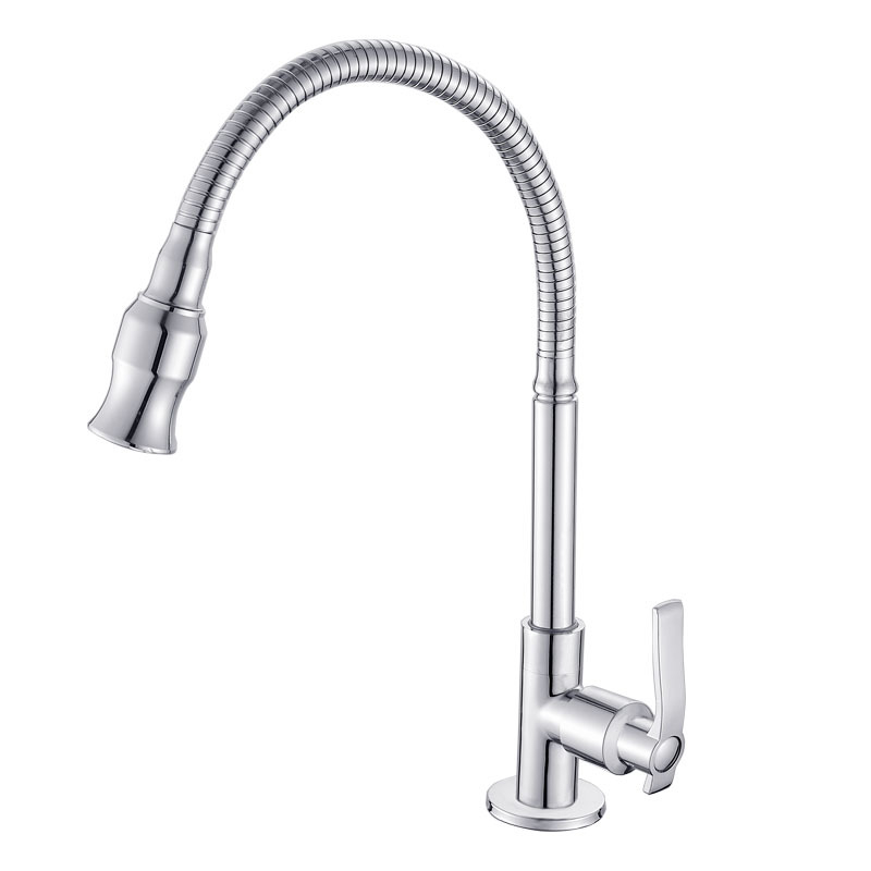 Konyhai rozsdamentes acél hidegvíz csap, modell YP-K8791, 2 cm bemenet/kimenet, csiszolt felület