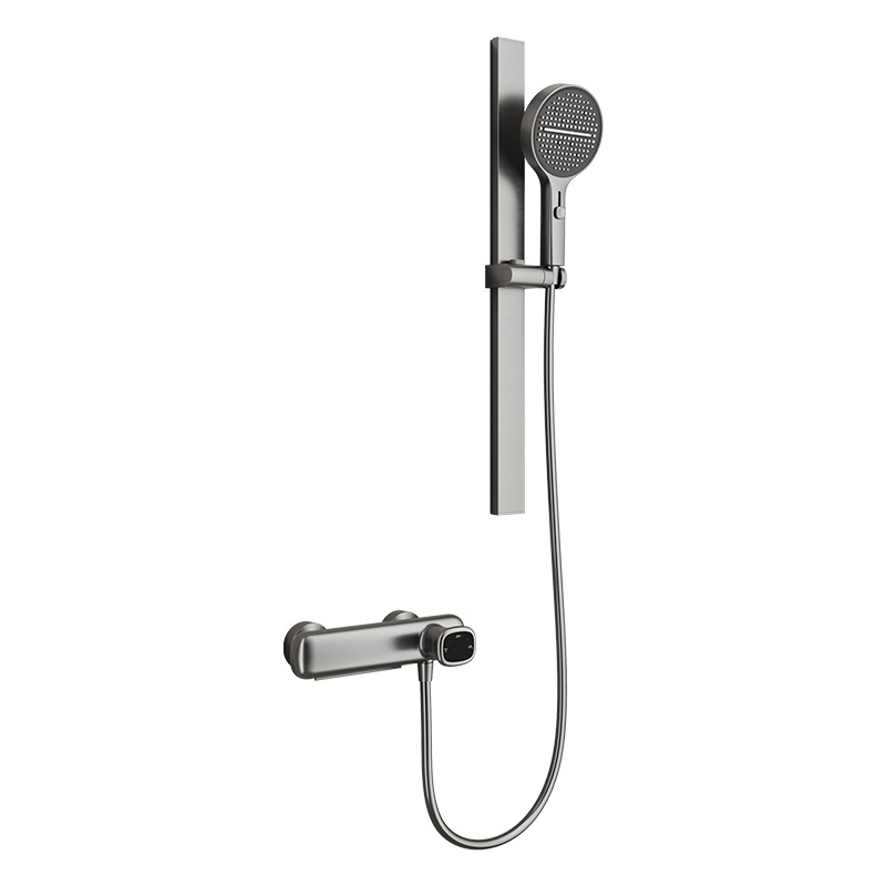 Set tuša s kružnom glavom, zidni montažni, model N1025, bakar materijal, kontrola temperature, moderan dizajn
