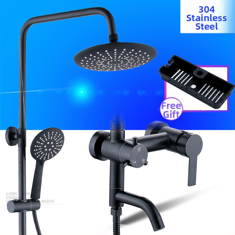 Set tuša od 304 nehrđajućeg čelika, zidni montažni, funkcija kišnice, okrugli oblik, model Sus8401