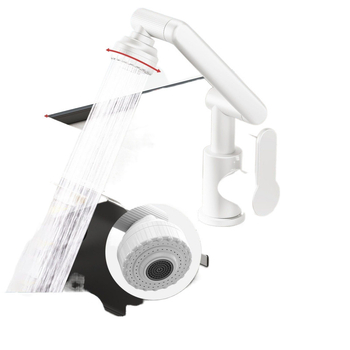 Bakreni slavina za umivaonik u kupaonici, višenamjenska, keramički disk ventil, trostruka konstrukcija, površina s pečenim premazom, vruća i hladna voda