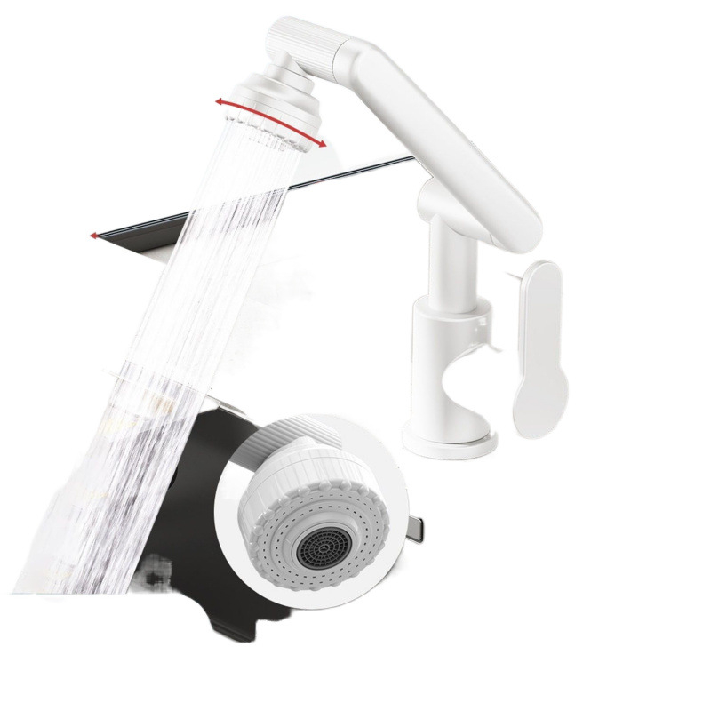 Bakreni slavina za umivaonik u kupaonici, višenamjenska, keramički disk ventil, trostruka konstrukcija, površina s pečenim premazom, vruća i hladna voda