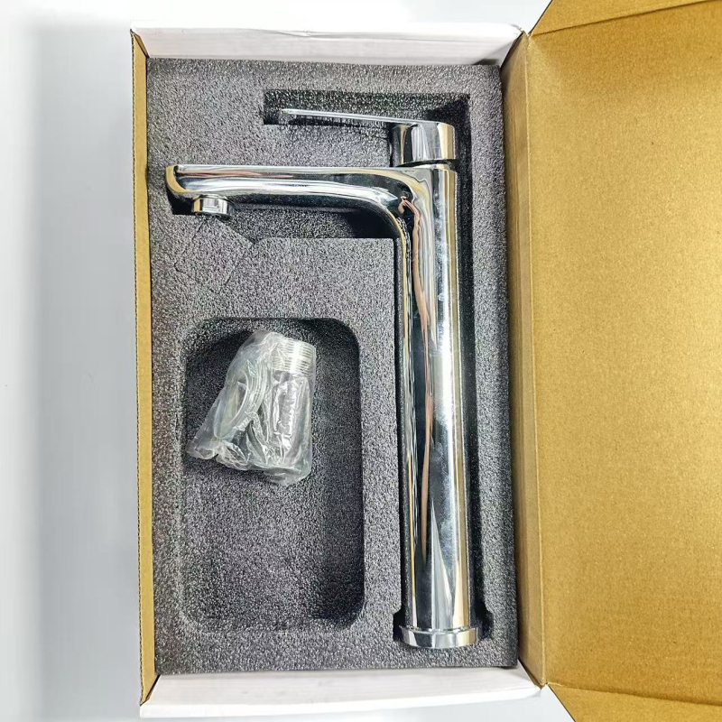 Nehrđajući čelični slavina za umivaonik, podignuta montaža na ploču, topla i hladna voda, slavina s jednim otvorom, keramički disk ventil, model 8908