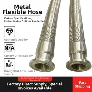 Rozsdamentes acélból készült, horgolt, hajlékony cső flan keretekkel ellátva, modell GJ-11415, falvastagság 0,06–10 mm, üzemhőmérséklet −60…400 °C, gázok és folyadékok számára