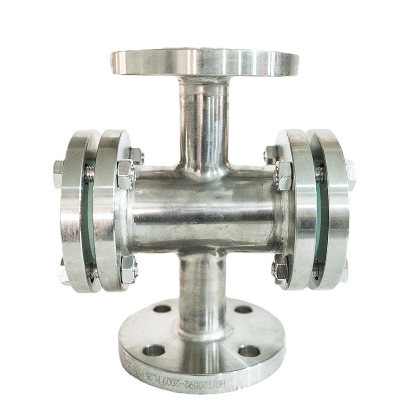 Prozor za vizualizaciju kroz cijev – ravni prolaz, nehrđajući čelik s fluoridnom oblogom, flanšno spajanje, promatračko zrcalo cijevi, za vodu, ulje i plin