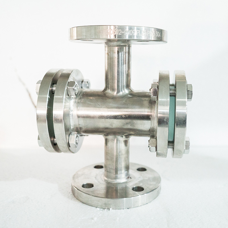 Prozor za vizualizaciju kroz cijev – ravni prolaz, nehrđajući čelik s fluoridnom oblogom, flanšno spajanje, promatračko zrcalo cijevi, za vodu, ulje i plin