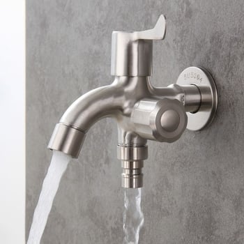 304 rozsdamentes acél mosógép csaptele, kettős kimenet, kefés felület, teljes réz szelepcső, CE tanúsítvány