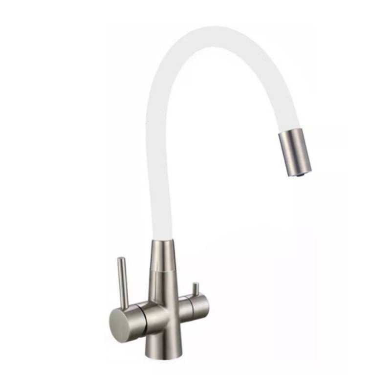 Három az egyben konyhai vízszűrő csaptelep, 304 rozsdamentes acélból, kerámiadiszka szeleppel, G1–2 csatlakozások, 0–90°C működési tartomány