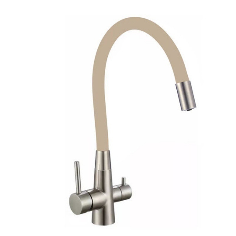 Három az egyben konyhai vízszűrő csaptelep, 304 rozsdamentes acélból, kerámiadiszka szeleppel, G1–2 csatlakozások, 0–90°C működési tartomány