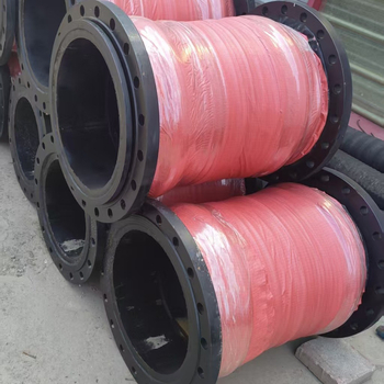 Acélhuzalos szövésű nagy átmérőjű bányászati lefolyó gumicső, flanx típusú, magas nyomás, kopásálló, modell 3631