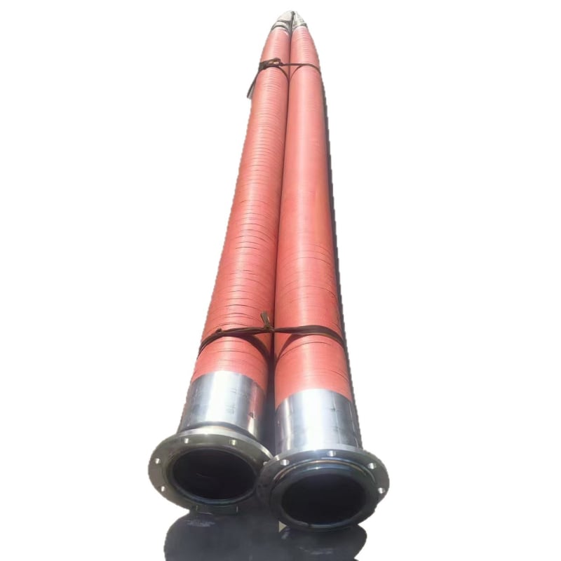 Acélhuzalos szövésű nagy átmérőjű bányászati lefolyó gumicső, flanx típusú, magas nyomás, kopásálló, modell 3631