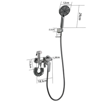 Set de duș din cupru cu trei funcții, montaj pe perete, robinet amestecator cu disc ceramic, construcție triplă, model LD-2347-1Q