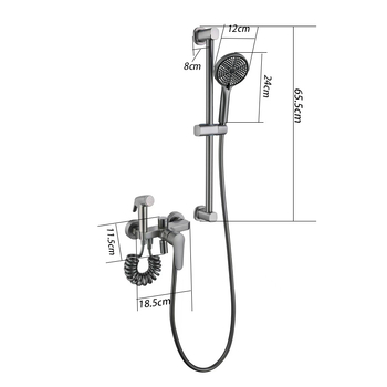 Set de duș din cupru cu trei funcții, montaj pe perete, robinet amestecator cu disc ceramic, construcție triplă, model LD-2347-1Q