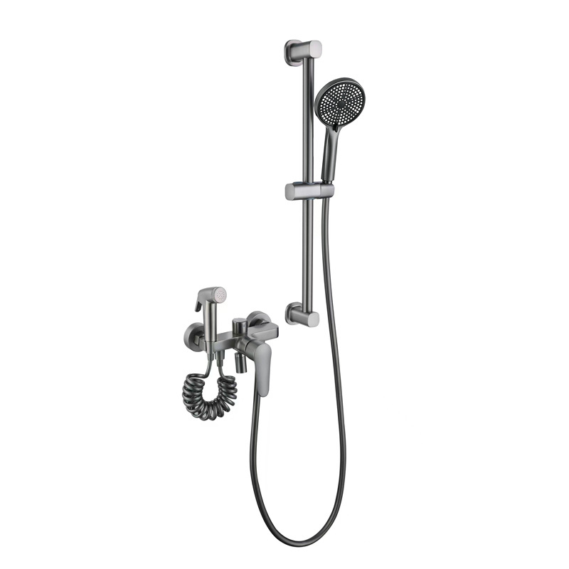 Set de duș din cupru cu trei funcții, montaj pe perete, robinet amestecator cu disc ceramic, construcție triplă, model LD-2347-1Q