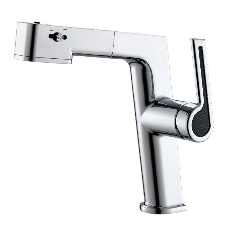 Umivaonski faucet s dvostrukom korišćenju tople i hladne vode, povlačna glava, model B2-bt103, tijelo od cinkove zlitine, keramički disk ventil, ugradnja na ploču