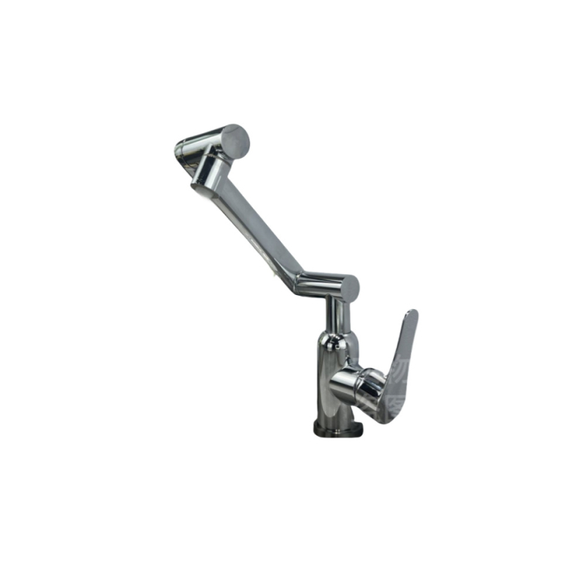 Kuhinjski faucet od 304 nehrđajućeg čelika, topla i hladna voda, s jednom polugom, podizni tip, keramnički disk vent, elektroplatični završni sloj, težina 1070 g