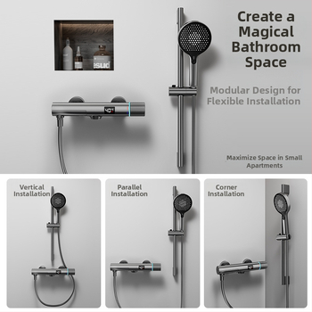 Top Spray Zuhanykészlet, réz kivitel, állandó hőmérséklet, beépített/falra szerelt/fúrásos telepítés, kevert víz kiáramlás