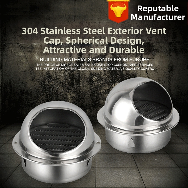 Kruhová ventilačná kapka pre vonkajšiu stenu, 304 nerezová oceľ, model YR-TFK, výfukový kryt, vodeodolný a dýchajúci