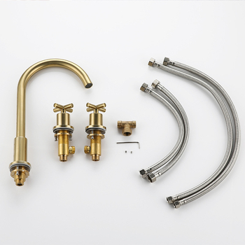 Europski stil trodijelni set slavina za kupaonski umivaonik, bakreni RM583401-1, 0–90°C, 1/2 inča ulaz/izlaz