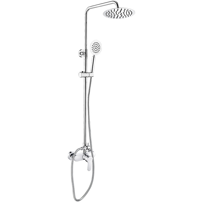 Tuš set od mjedi, zidna montaža, četvrtastog oblika gornjeg mlaza, elektroplatirani završni sloj, dvostruka kontrola toplu i hladnu vode, model LD-SH0030