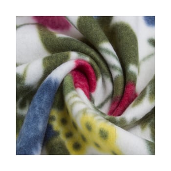 Διπλής όψεως φλις κουβέρτα με άκρη overlock σε σχήμα U, τρίγωνικό ράψιμο, 180 g, πολυεστέρας, μοτίβο φυτών και λουλουδιών